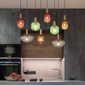 Globo Viseća lampa Normy, dužina 125 cm, šarena, staklo, 8 žarulja., prigušiva, Višebojno, Dnevni boravak/blagovaonica, Staklo