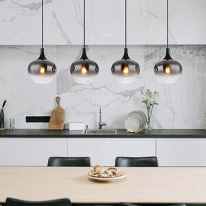 Globo Viseća lampa Maxy, dužina 100 cm, dimno siva, staklo, 4 žarulje., prigušiva, Sivo, Dnevni boravak/blagovaonica, Staklo