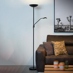 Lucide LED stropni reflektor Zenith sa lampom za čitanje, crni, prigušiva, Crno, Dnevni boravak/blagovaonica, Metal, Svjetlo za čitanje
