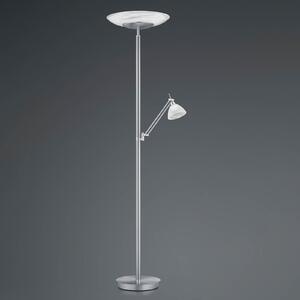HELL LED podna lampa Findus, 2 žarulje, nikal, prigušiva, Sivo, Dnevni boravak/blagovaonica, Metal