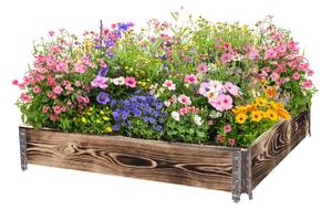 ATMOWOOD Drvena podignuta gredica s metalnim dijelovima 120 x 120 x 20 cm - pougljena
