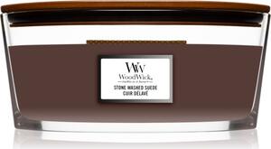 Woodwick Stone Washed Suede mirisna svijeća s drvenim fitiljem (hearthwick) 453 g