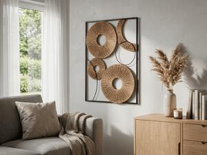 Zidna dekoracija CIRCLES metalna 48x68 cm, crna / smeđa