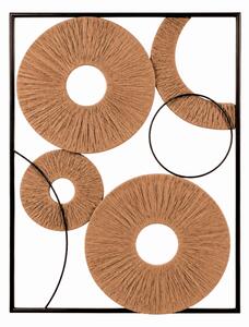 Zidna dekoracija CIRCLES metalna 48x68 cm, crna / smeđa
