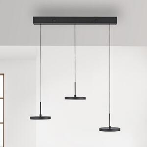 JUST LIGHT. GmbH Plata LED viseća svjetiljka, crna, 3 žarulje, 3000 K, prigušiva, Crno, Dnevni boravak/blagovaonica, Metal