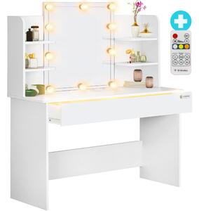 Toaletni stolić Lucia s LED rasvjetom, ogledalom, ladicom i policama 140 x 110 x 40 cm