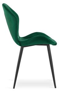 Zelena stolica od baršuna TERNI s crnim nogama