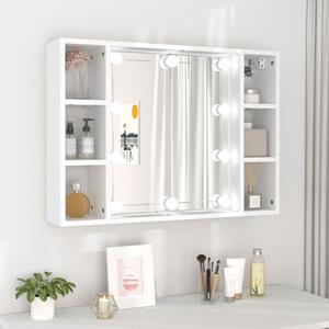 VidaXL Ormarić s ogledalom i LED svjetlima bijeli 76 x 15 x 55 cm