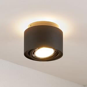 Arcchio stropna svjetiljka Walisa, Ø 15 cm, crna, metal, GU10, prigušiva, Crno, Dnevni boravak/blagovaonica, Aluminij