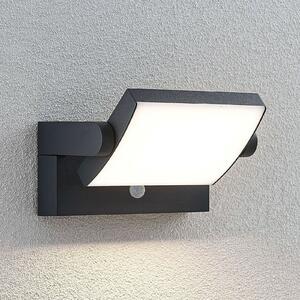 Lindby Sherin LED vanjska zidna svjetiljka, antracit, senzor, IP54, Crno, Aluminij