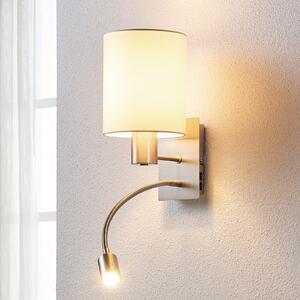 Lindby zidna lampa Shajan, 29 cm, tekstil, E27, LED svjetlo za čitanje, Bijela, Dnevni boravak/blagovaonica, Tkanina / tekstil