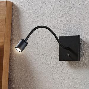 Lindby LED zidna lampa Mayar, crna, metal, za čitanje, 11cm, Crno, spavaća soba, Metal