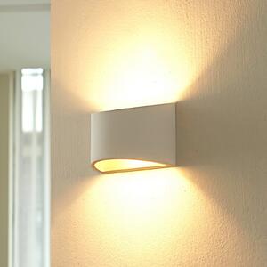 Lindby zidna lampa Heiko, gore/dolje, gips, bijela, visina 12 cm, prigušiva, Bijela, Dnevni boravak/blagovaonica, Gips / glina