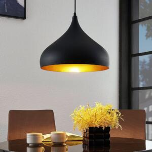 Lindby viseća lampa Ritana, crno-zlatna, metal, Ø 31cm, E27, prigušiva, Crno, Dnevni boravak/blagovaonica, Aluminij
