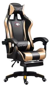 Udobna gaming stolica s crno-zlatnim jastukom
