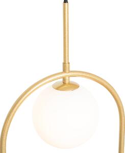 Art deco viseća lampa zlatna s bijelim staklom 3 svjetla - Isabella