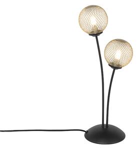 Moderna stolna svjetiljka crna sa zlatnim 2 svjetla - Athens Wire