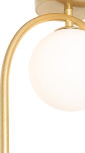 Art Deco stropna lampa zlatna s bijelim staklom - Isabella