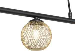 Moderna viseća svjetiljka crna sa zlatom 100 cm 5-svjetla - atenska žica