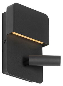 Moderna zidna svjetiljka crna uključujući LED s USB-om i lampu za čitanje - Robin