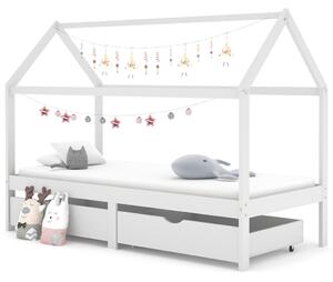 Okvir za dječji krevet s ladicama bijeli 90x200 cm od borovine