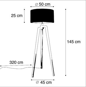 Tronožac za podnu svjetiljku crni sa sjenilom cvjetni dizajn 50 cm - Puros