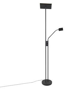 Moderna podna svjetiljka s lampom za čitanje četvrtasto crna - Jazzy
