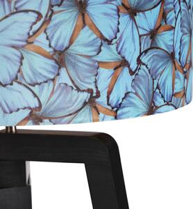 Tronožac za podnu svjetiljku crni s dizajnom leptira u hladu 50 cm - Puros