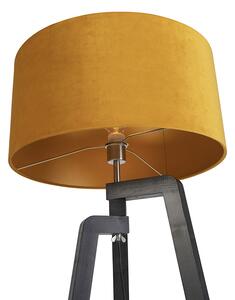 Tronožac za podnu svjetiljku crni sa žutom sjenilom i zlatom 50 cm - Puros