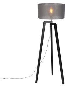 Podna svjetiljka stativ crno drvo sive sjene 50 cm - Puros