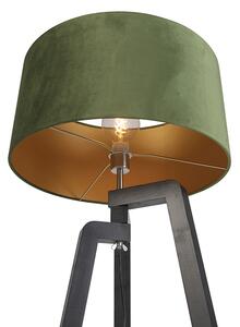 Tronožac za podnu svjetiljku crni sa zelenim hladom i zlatom 50 cm - Puros