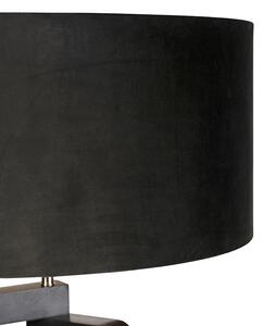 Podna svjetiljka stativ crno drvo s crnim hladom 50 cm - Puros