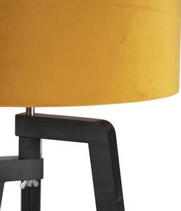 Tronožac za podnu svjetiljku crni sa žutom sjenilom i zlatom 50 cm - Puros