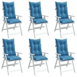 VidaXL Jastuci za stolice 6 kom prošarano plavi 120x50x7 cm od tkanine