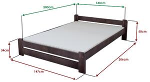 Krevet Emily 140 x 200 cm, orah Podnica: Bez podnice, Madrac: Bez madraca