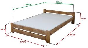 Krevet Emily 160 x 200 cm, hrast Podnica: Sa podnicom od letvi, Madrac: Bez madraca