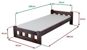 Krevet Naomi povišen 90 x 200 cm, orah Podnica: Sa lameliranom podnicom, Madrac: Madrac Deluxe 10 cm