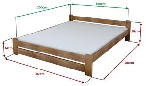 Krevet Emily 180 x 200 cm, hrast Podnica: Sa podnicom od letvi, Madrac: Madrac Somnia 17 cm
