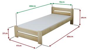 Krevet Laura 90 x 200 cm, borovo drvo Podnica: Sa lameliranom podnicom, Madrac: Bez madraca