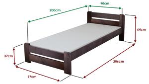 Krevet Laura 90 x 200 cm, orah Podnica: Sa podnicom od letvi, Madrac: Madrac Somnia 17 cm