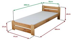Krevet Laura 90 x 200 cm, joha Podnica: Sa lameliranom podnicom, Madrac: Bez madraca