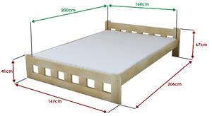 Krevet Naomi povišen 160 x 200 cm, borovo drvo Podnica: Sa podnicom od letvi, Madrac: Madrac Coco Maxi 19 cm