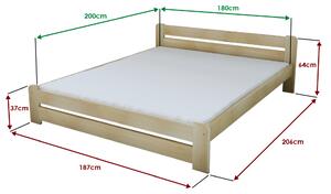 Krevet Laura 180 x 200 cm, borovo drvo Podnica: Bez podnice, Madrac: Bez madraca