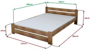 Krevet Laura 140 x 200 cm, hrast Podnica: Sa podnicom od letvi, Madrac: Madrac Somnia 17 cm
