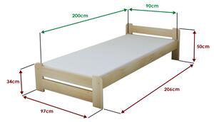 Krevet Emily 90 x 200 cm, borovo drvo Podnica: Bez podnice, Madrac: Madrac Deluxe 10 cm