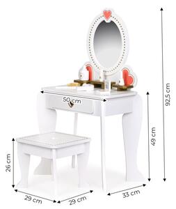 Veliki drveni dječji toaletni stol s ogledalom