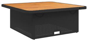 VidaXL Vrtni stol crni 110 x 110 x 71 cm poliratan i bagremovo drvo