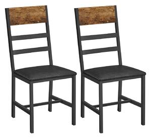 Podstavljene blagovaonske stolice, set od 2 kuhinjske stolice, rustikalno smeđe-crne | VASAGLE