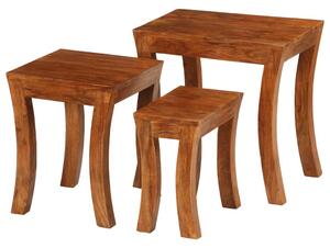 VidaXL Set uklapajućih stolića 3 kom 50x35x50 cm smeđi drvo bagrema