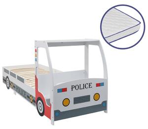 VidaXL Dječji krevet u obliku policijskog auta s madracem 90 x 200 cm